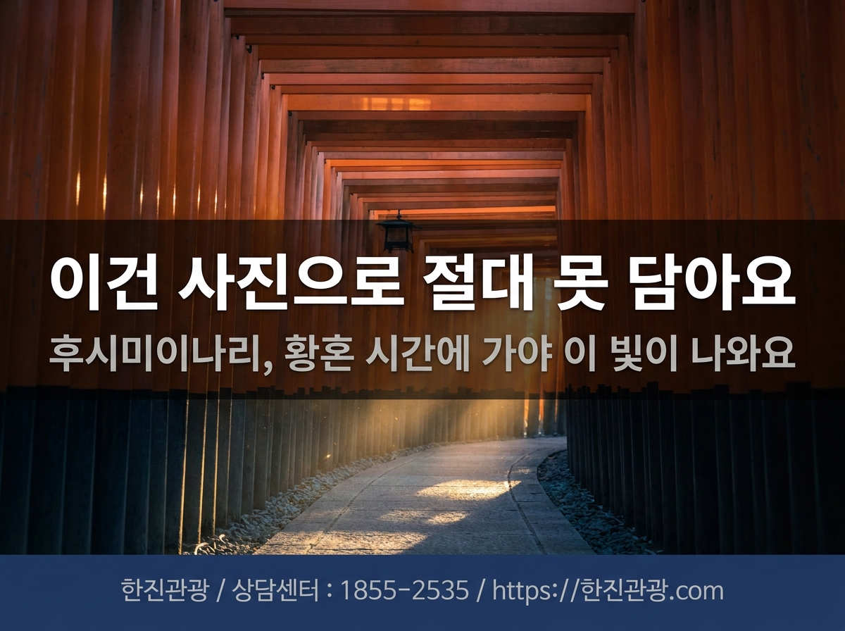 후시미이나리 도리이 황혼 - 오후 늦게 가야 이 빛이 나와요