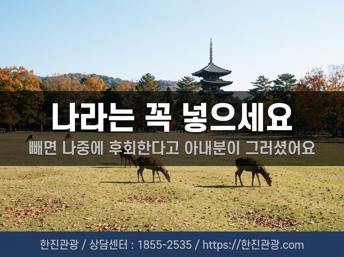 나라 공원 사슴과 가을 잔디 - 나라는 꼭 넣으세요