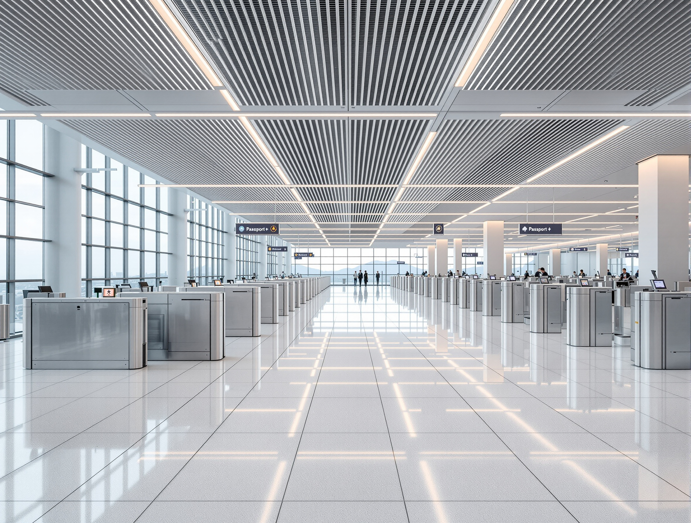 공항 탑승구 출발 대기 장면