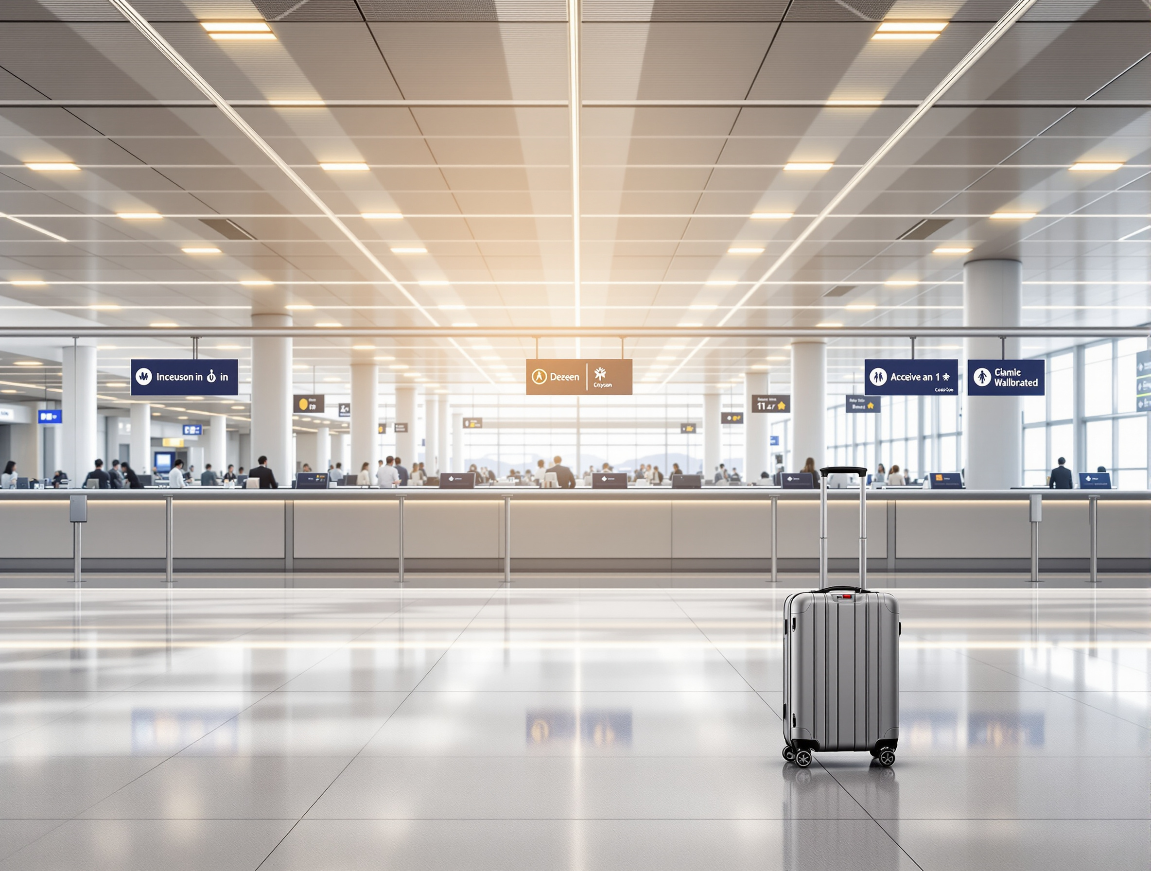 혼자 떠나는 손님의 공항 체크인 데스크